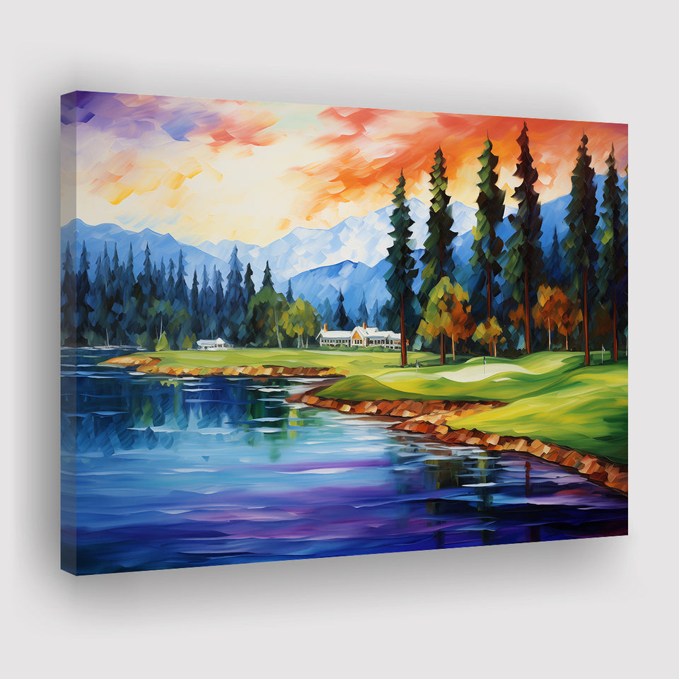 Edgewood Tahoe Golf Course Resort Painting Canvas Prints Wall Art, Painting Art Home Decor