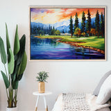 Edgewood Tahoe Golf Course Resort Painting, Framed Canvas Prints Wall Art Decor, Floating Frame