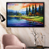 Edgewood Tahoe Golf Course Resort Painting, Framed Canvas Prints Wall Art Decor, Floating Frame