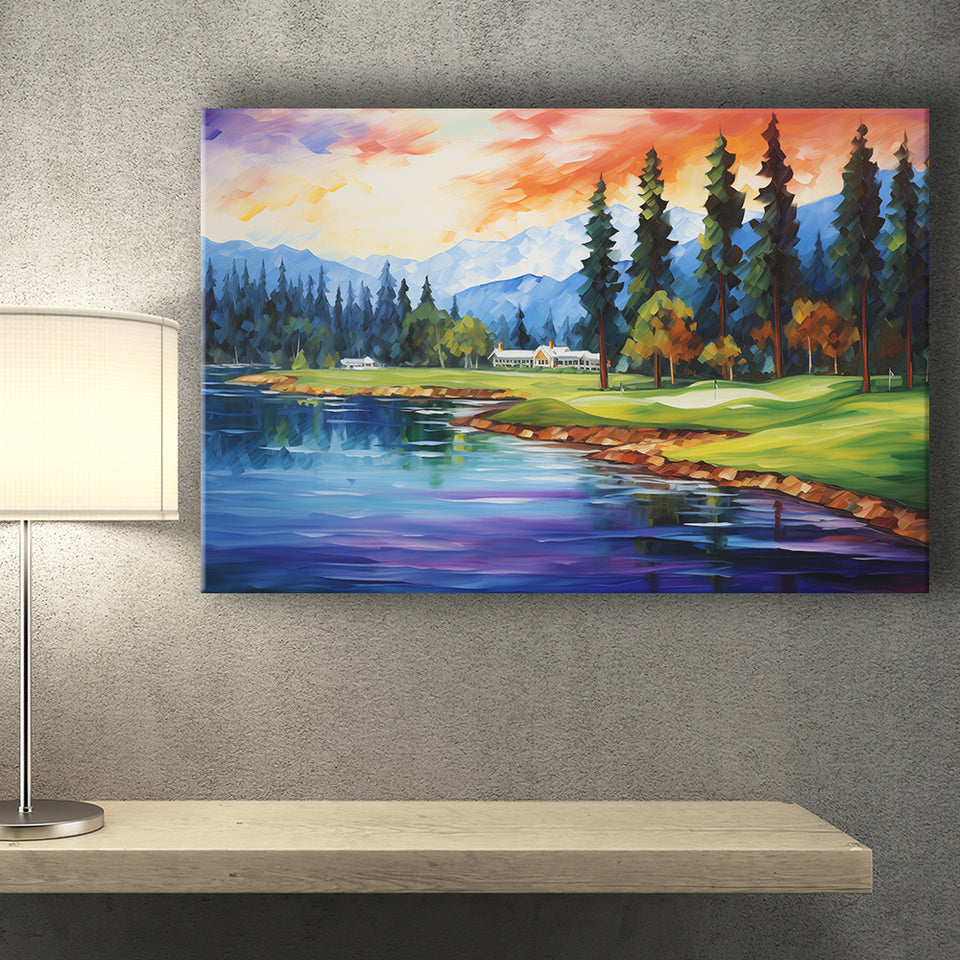 Edgewood Tahoe Golf Course Resort Painting Canvas Prints Wall Art, Painting Art Home Decor
