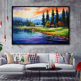 Edgewood Tahoe Golf Course Resort Painting, Framed Canvas Prints Wall Art Decor, Floating Frame