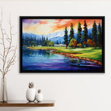 Edgewood Tahoe Golf Course Resort Painting, Framed Canvas Prints Wall Art Decor, Floating Frame