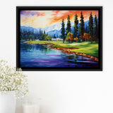 Edgewood Tahoe Golf Course Resort Painting, Framed Canvas Prints Wall Art Decor, Floating Frame