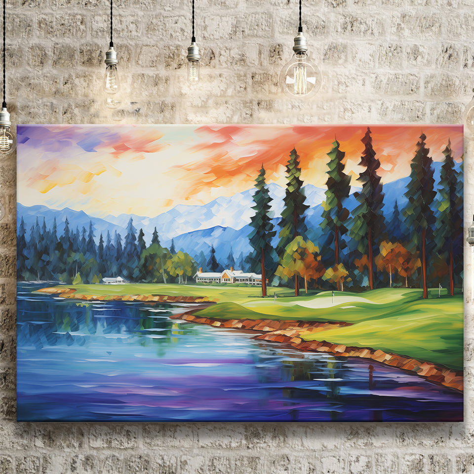Edgewood Tahoe Golf Course Resort Painting Canvas Prints Wall Art, Painting Art Home Decor