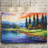 Edgewood Tahoe Golf Course Resort Painting Canvas Prints Wall Art, Painting Art Home Decor