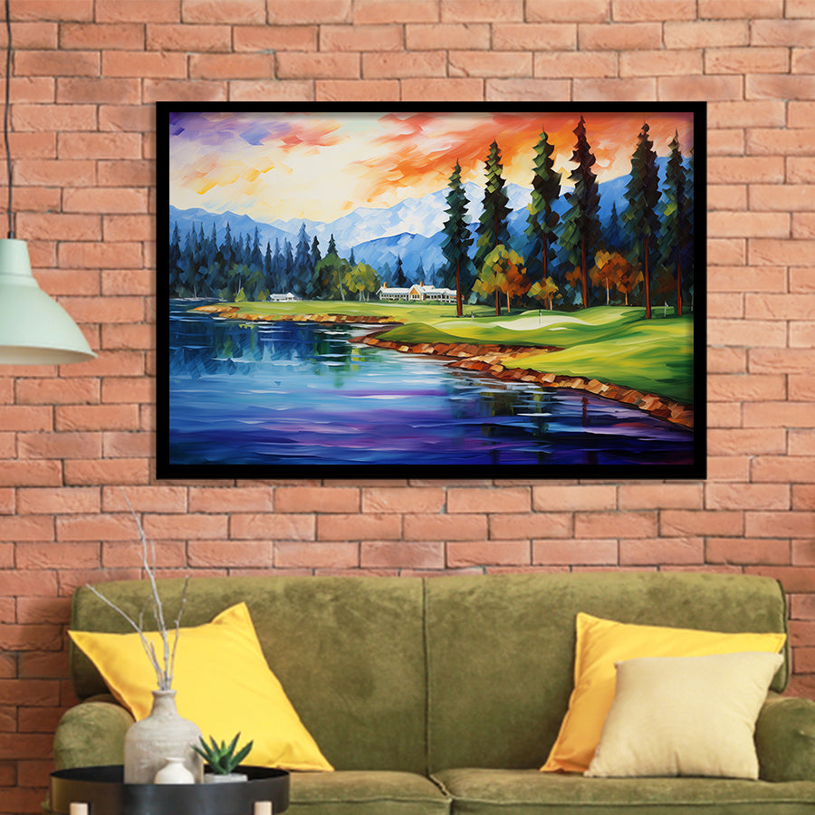 Edgewood Tahoe Golf Course Resort Painting Framed Art Prints Wall Decor, Framed Painting Art