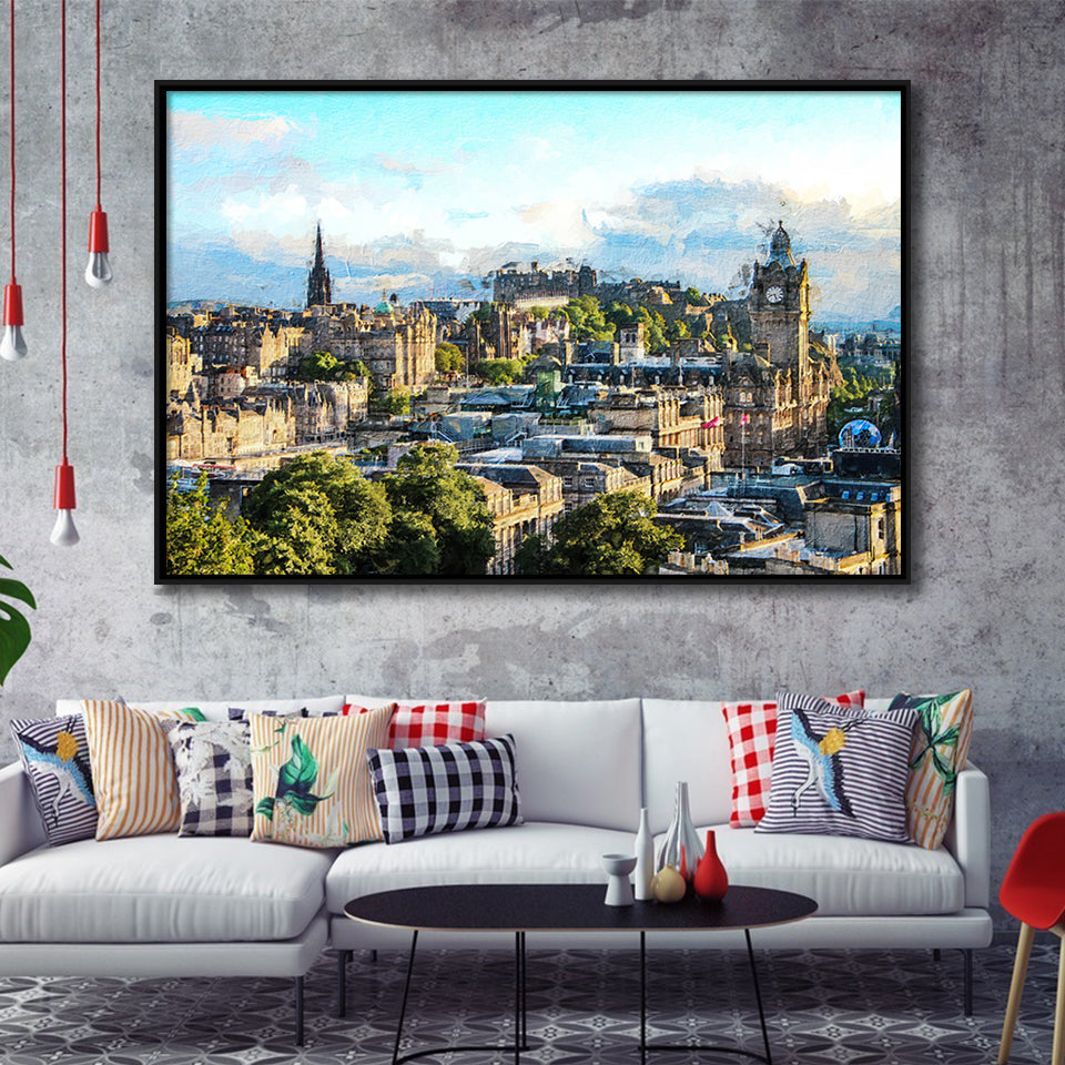 Edinburgh Skyline Framed Canvas Prints Wall Art Decor - Paiting Canvas, Art Prints, Floating Frame