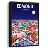 Edmond Art Oklahoma Night Landscape, Large Canvas, Framed Canvas Print Wall Art Home Decor, Floating Frame