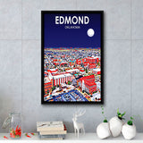 Edmond Art Oklahoma Night Landscape, Large Canvas, Framed Canvas Print Wall Art Home Decor, Floating Frame