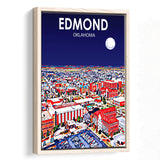 Edmond Art Oklahoma Night Landscape, Large Canvas, Framed Canvas Print Wall Art Home Decor, Floating Frame