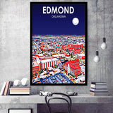 Edmond Art Oklahoma Night Landscape, City Art Print, Framed Art Print Wall Art Home Decor, Framed Picture