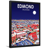 Edmond Art Oklahoma Night Landscape, City Art Print, Framed Art Print Wall Art Home Decor, Framed Picture