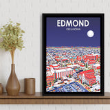 Edmond Art Oklahoma Night Landscape, Large Canvas, Framed Canvas Print Wall Art Home Decor, Floating Frame