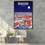 Edmond Art Oklahoma Night Landscape, Large Canvas, Framed Canvas Print Wall Art Home Decor, Floating Frame
