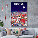 Edmond Art Oklahoma Night Landscape, City Art Print, Framed Art Print Wall Art Home Decor, Framed Picture