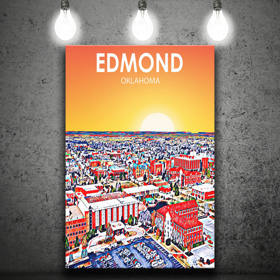 Edmond Art Oklahoma Sunset Landscape ,City Art Print, Large Canvas, Canvas Print Wall Art Home Decor