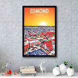 Edmond Art Oklahoma Sunset Landscape, Large Canvas, Framed Canvas Print Wall Art Home Decor, Floating Frame