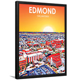 Edmond Art Oklahoma Sunset Landscape, City Art Print, Framed Art Print Wall Art Home Decor, Framed Picture