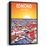 Edmond Art Oklahoma Sunset Landscape, Large Canvas, Framed Canvas Print Wall Art Home Decor, Floating Frame