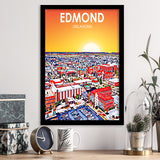 Edmond Art Oklahoma Sunset Landscape, City Art Print, Framed Art Print Wall Art Home Decor, Framed Picture