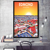 Edmond Art Oklahoma Sunset Landscape, City Art Print, Framed Art Print Wall Art Home Decor, Framed Picture