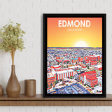 Edmond Art Oklahoma Sunset Landscape, Large Canvas, Framed Canvas Print Wall Art Home Decor, Floating Frame