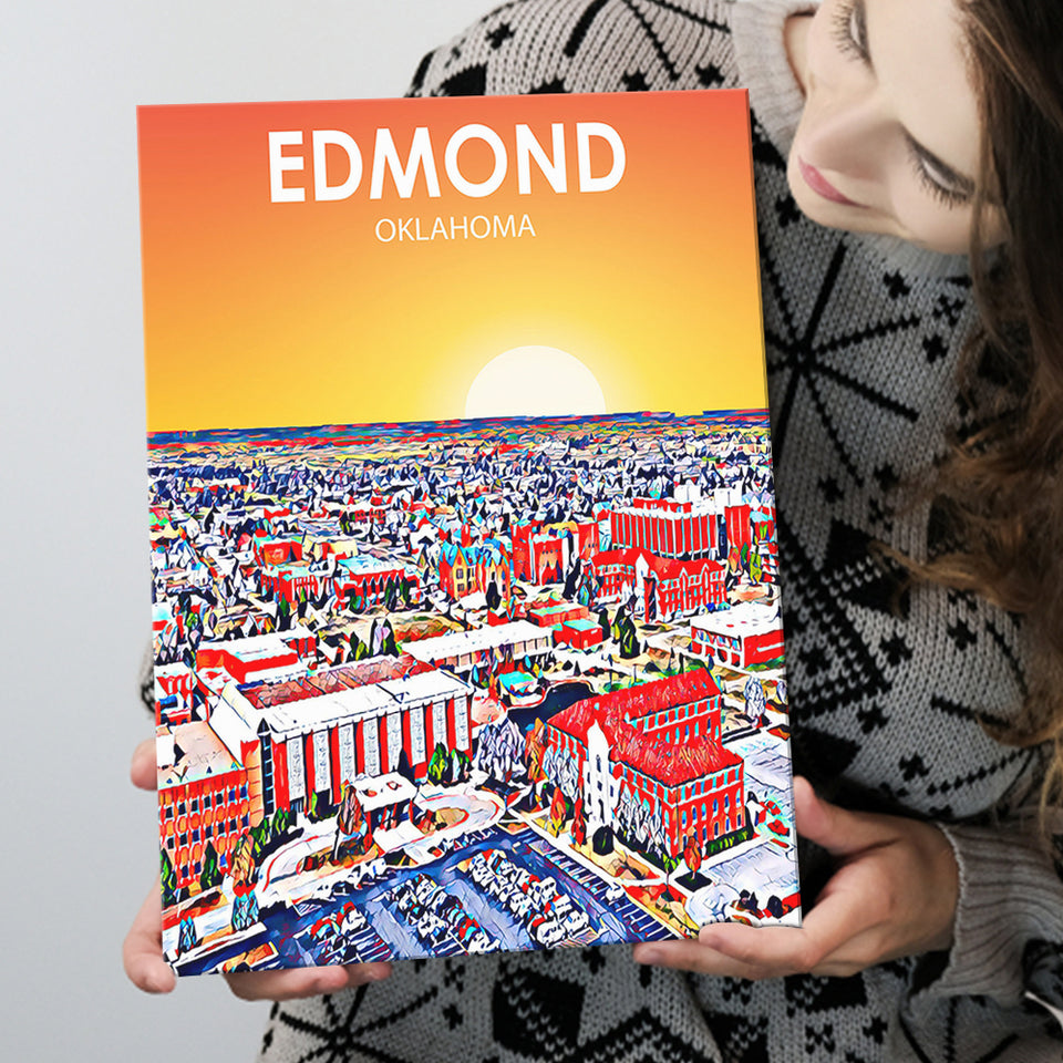 Edmond Art Oklahoma Sunset Landscape ,City Art Print, Large Canvas, Canvas Print Wall Art Home Decor