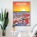 Edmond Art Oklahoma Sunset Landscape, Large Canvas, Framed Canvas Print Wall Art Home Decor, Floating Frame