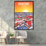 Edmond Art Oklahoma Sunset Landscape, Large Canvas, Framed Canvas Print Wall Art Home Decor, Floating Frame