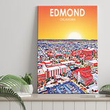 Edmond Art Oklahoma Sunset Landscape ,City Art Print, Large Canvas, Canvas Print Wall Art Home Decor