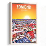 Edmond Art Oklahoma Sunset Landscape, Large Canvas, Framed Canvas Print Wall Art Home Decor, Floating Frame