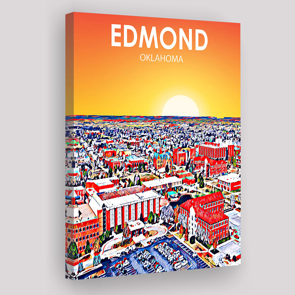 Edmond Art Oklahoma Sunset Landscape ,City Art Print, Large Canvas, Canvas Print Wall Art Home Decor