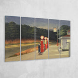 Edward Hopper Gas 1940 Painting Art, 5 Panel B Canvas Prints Wall Art, Extra Large Canvas Decor