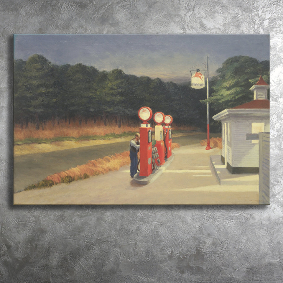 Edward Hopper Gas 1940 Painting Art Canvas Prints Wall Art, Home Living Room Decor, Large Canvas