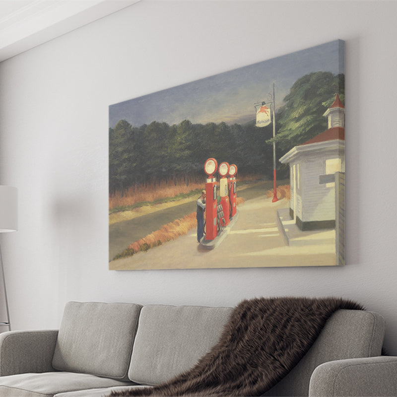 Edward Hopper Gas 1940 Painting Art Canvas Prints Wall Art, Home Living Room Decor, Large Canvas
