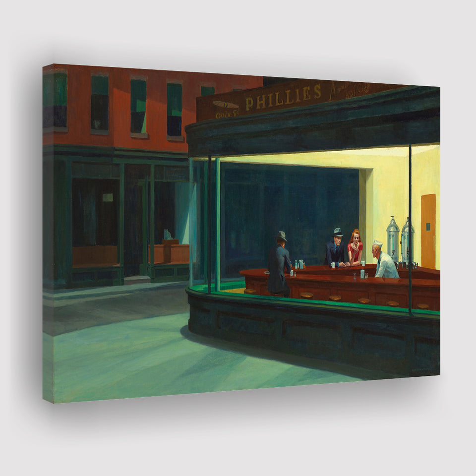 Edward Hopper Nighthawks , Famous Painting Canvas Prints Wall Art, Home Living Room Decor, Large Canvas