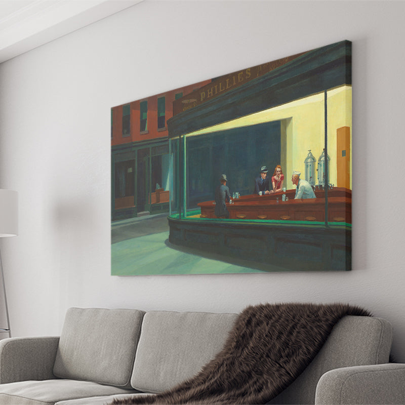 Edward Hopper Nighthawks , Famous Painting Canvas Prints Wall Art, Home Living Room Decor, Large Canvas