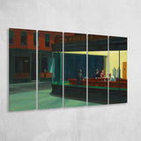 Edward Hopper Nighthawks , Famous Painting, 5 Panel B Canvas Prints Wall Art, Extra Large Canvas Decor