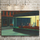Edward Hopper Nighthawks , Famous Painting Canvas Prints Wall Art, Home Living Room Decor, Large Canvas