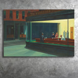 Edward Hopper Nighthawks , Famous Painting Canvas Prints Wall Art, Home Living Room Decor, Large Canvas