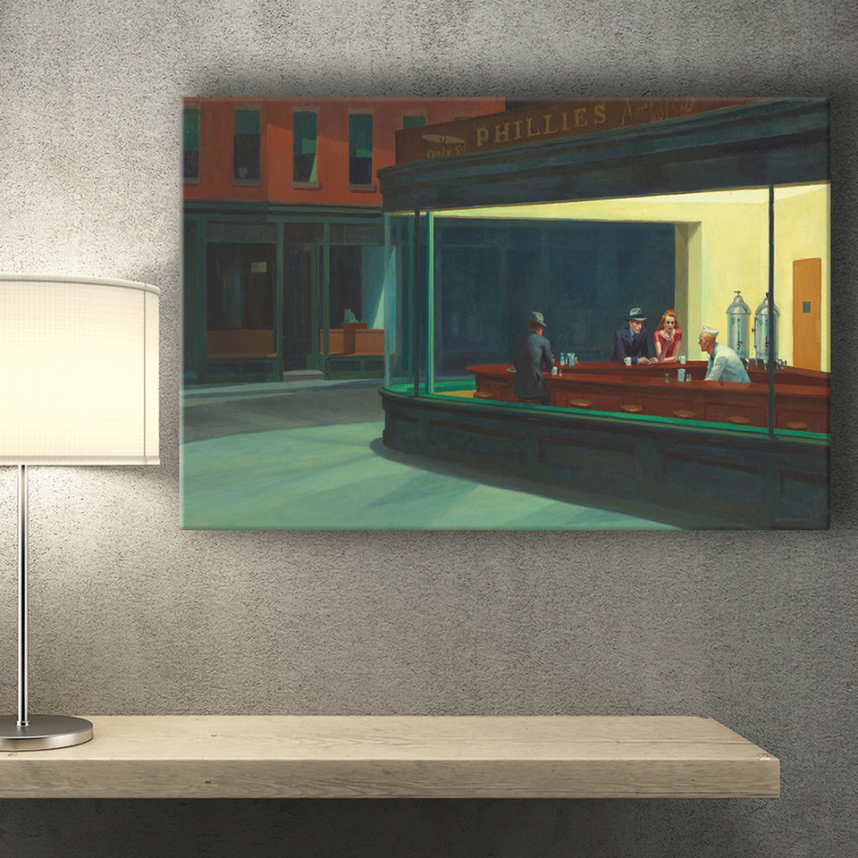 Edward Hopper Nighthawks , Famous Painting Canvas Prints Wall Art, Home Living Room Decor, Large Canvas