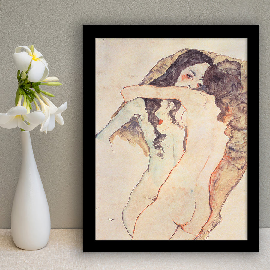 Egon Schiele , Two Women Embracing 1911  Framed Art Prints Wall Decor, Framed Picture, Large Picture