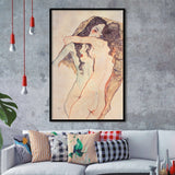 Egon Schiele , Two Women Embracing 1911  Framed Art Prints Wall Decor, Framed Picture, Large Picture