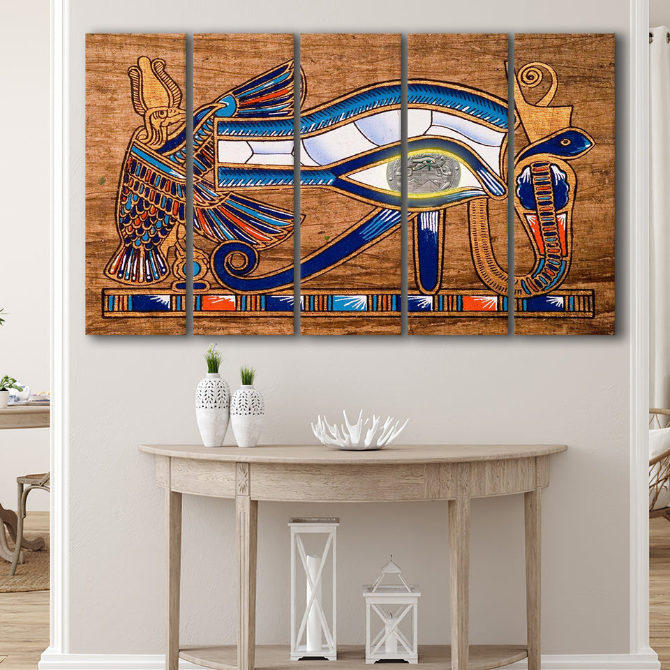 Egypt Ancient Canvas Art, Eye Of Horus, Ancient Egypt Art, 5 Panel B Canvas Prints Wall Art, Extra Large Canvas Decor