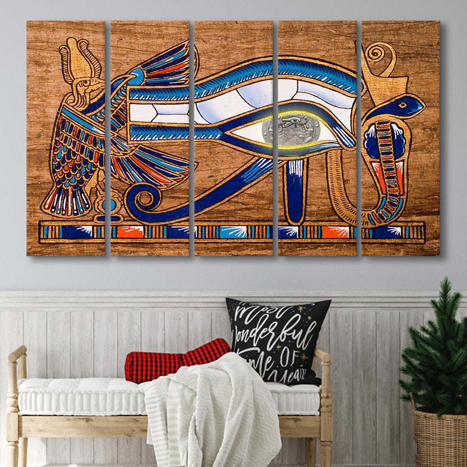 Egypt Ancient Canvas Art, Eye Of Horus, Ancient Egypt Art, 5 Panel B Canvas Prints Wall Art, Extra Large Canvas Decor