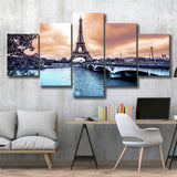 Eiffel Tower Art 5 Piece Canvas Prints Wall Art Decor, Multi Panels, Mixed Canvas