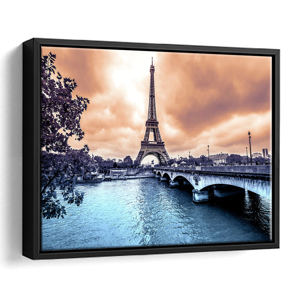 Eiffel Tower Art Framed Canvas Prints Wall Art Decor, Framed Picture, Floating Frame