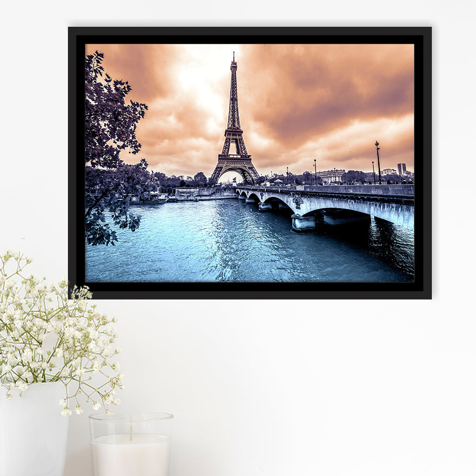 Eiffel Tower Art Framed Canvas Prints Wall Art Decor, Framed Picture, Floating Frame