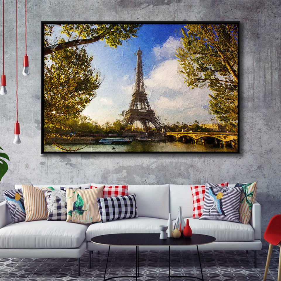 Eiffel Tower Awesome Framed Canvas Prints Wall Art Decor - Paiting Canvas, Art Prints, Floating Frame
