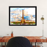 Eiffel Tower Marker Sketch Illustration View Pari Beautifull Canvas Wall Art - Canvas Print, Framed Canvas, Painting Canvas